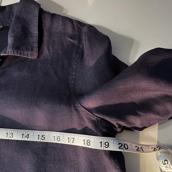 J. Jill Linen Oversized Navy Blue Pullover Long Sleeves Top Pockets Sz XS Lined - Picture 8 of 9
